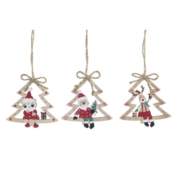 Χριστουγεννιάτικο Στολίδι DKD Home Decor Ξύλο Άη Βασίλης Τάρανδος (9 x 1 x 9 cm) (3 Μονάδες)