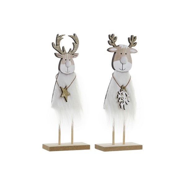Χριστουγεννιάτικο Στολίδι DKD Home Decor Ξύλο Αστέρι Τάρανδος (8 x 4 x 22 cm) (x2)