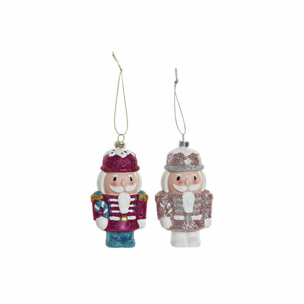 Χριστουγεννιάτικο Στολίδι DKD Home Decor Πλαστική ύλη Γκλίτερ (2 pcs) (6 x 4 x 11.5 cm)