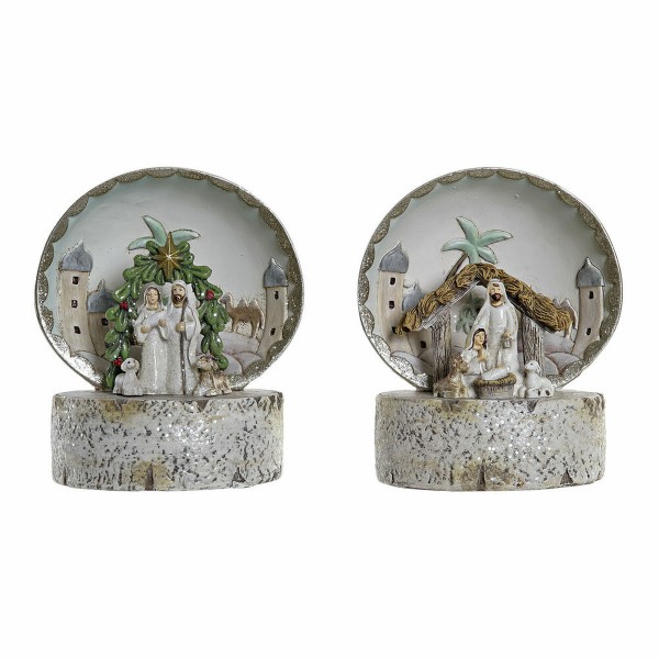 Χριστουγεννιάτικο Στολίδι DKD Home Decor Λευκό Μπεζ (2 pcs) (10 x 8 x 11.5 cm)