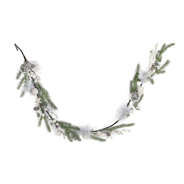 Χριστουγεννιάτικο στεφάνι DKD Home Decor Μπάλες Φυσικό Μπεζ Πράσινο (140 x 14 x 14 cm)