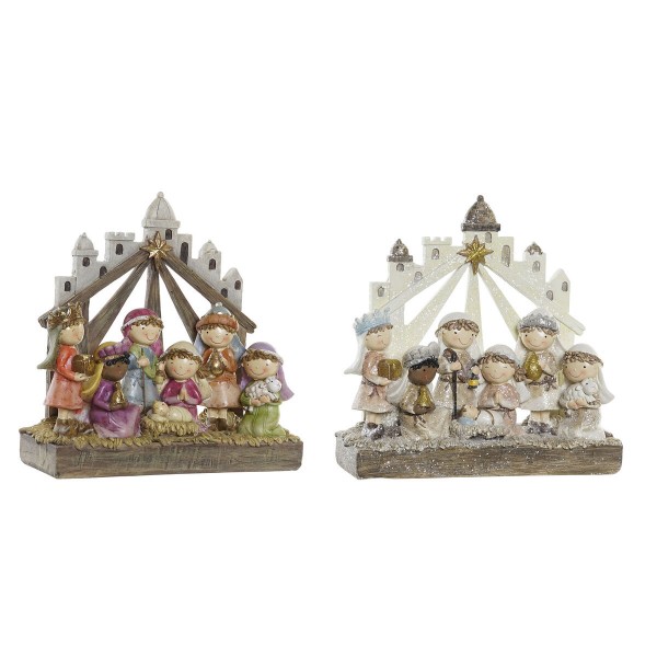 Χριστουγεννιάτικο Βηθλεέμ DKD Home Decor Καφέ Ρητίνη Πολύχρωμο (19 x 6,5 x 20 cm) (x2)