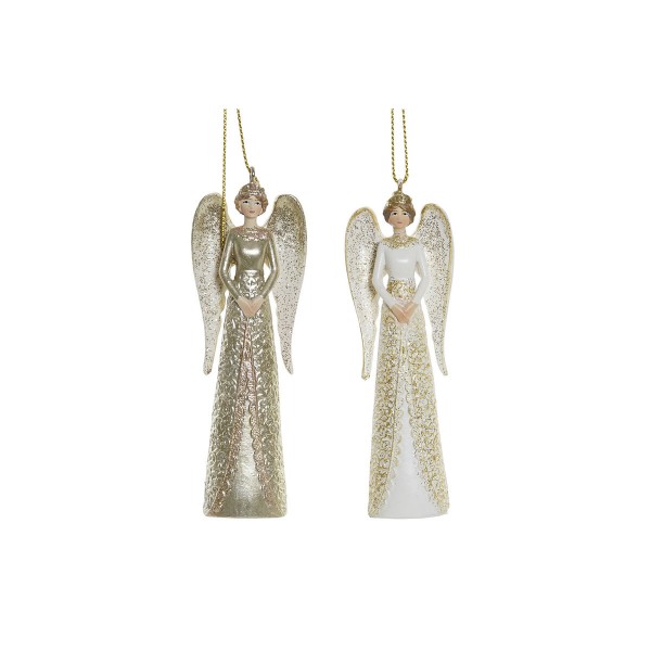 Χριστουγεννιάτικο Στολίδι DKD Home Decor Ρητίνη Άγγελος (3 x 2 x 10 cm) (x2)