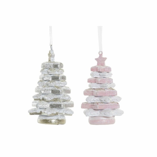 Χριστουγεννιάτικο Στολίδι DKD Home Decor Ρητίνη Δέντρο (2 pcs) (4 x 4 x 8 cm)