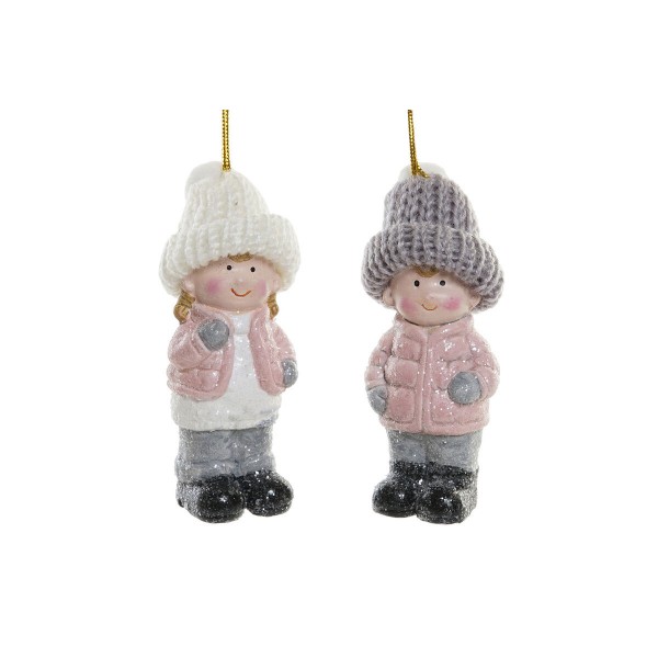 Χριστουγεννιάτικο Στολίδι DKD Home Decor τερακότα Παιδιά (4 x 4 x 10 cm) (x2)