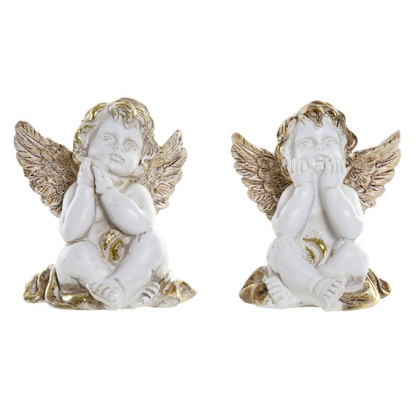 Χριστουγεννιάτικο Στολίδι DKD Home Decor Ρητίνη Άγγελος (6,5 x 6 x 7 cm) (x2)