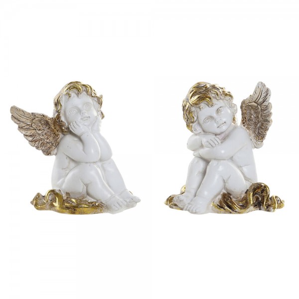 Χριστουγεννιάτικο Στολίδι DKD Home Decor Ρητίνη Άγγελος (8.5 x 7.5 x 10 cm) (2 pcs)