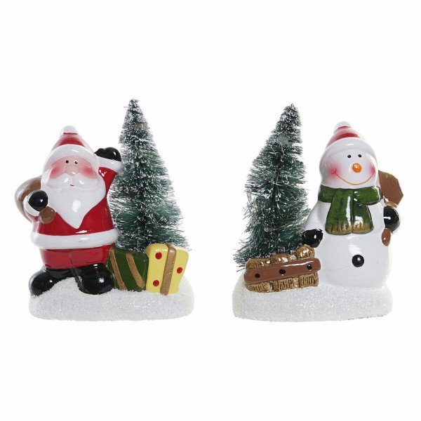 Χριστουγεννιάτικο Στολίδι DKD Home Decor Πήλινα Άη Βασίλης (2 pcs) (9.5 x 6 x 11.5 cm)
