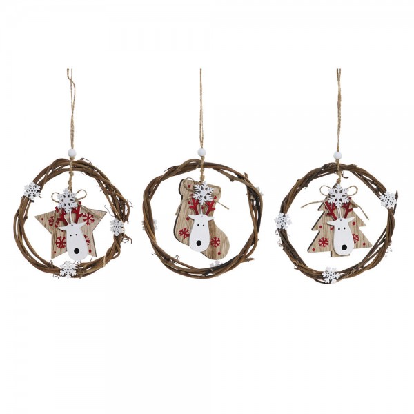 Χριστουγεννιάτικο Στολίδι DKD Home Decor Ξύλο (3 pcs) (14 x 1 x 18 cm)