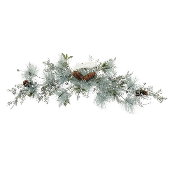 Χριστουγεννιάτικο στεφάνι DKD Home Decor Μέταλλο Καφέ Λευκό Πράσινο PVC Fugl Χιονισμένο (80 x 11 x 20 cm)