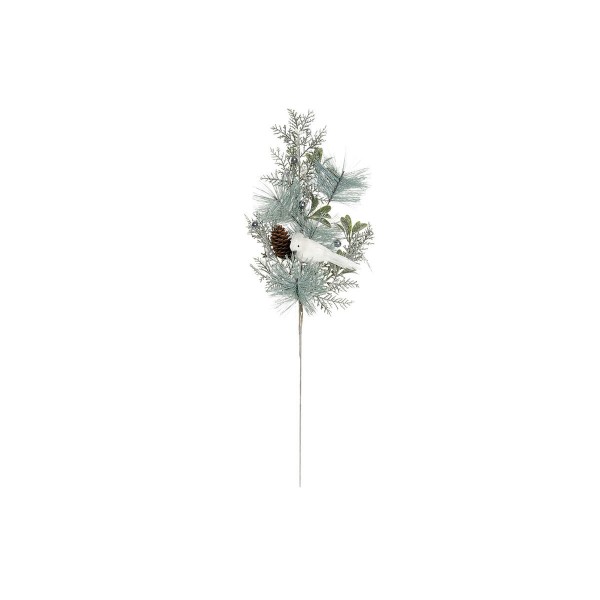 Κλαδί DKD Home Decor Χριστουγεννιάτικο στεφάνι Μέταλλο Λευκό Πράσινο PVC Fugl Χιονισμένο (40 x 10 x 63 cm)
