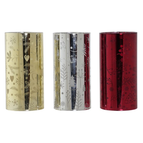 Κερί DKD Home Decor Φως LED Χριστουγεννιάτικο στεφάνι (7,5 x 7,5 x 15 cm) (3 Μονάδες)