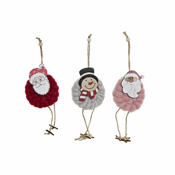 Χριστουγεννιάτικο Στολίδι DKD Home Decor πολυεστέρας Ξύλο Άη Βασίλης (3 pcs) (8 x 3 x 26 cm)