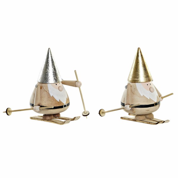 Χριστουγεννιάτικο Στολίδι DKD Home Decor Ξύλο Άη Βασίλης (10 x 11 x 14 cm) (2 pcs)
