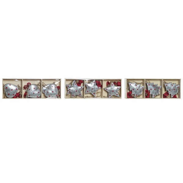 Χριστουγεννιάτικα Στολίδια DKD Home Decor Καρδιά Μέταλλο Ξύλο Σχοινί (6 x 2 x 12 cm) (3 pcs)