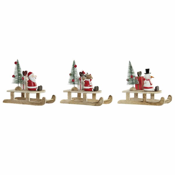 Χριστουγεννιάτικο Στολίδι DKD Home Decor Ξύλο Άη Βασίλης (14 x 6 x 13 cm) (3 pcs)
