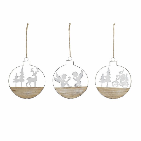 Χριστουγεννιάτικο Στολίδι DKD Home Decor Μέταλλο Ξύλο Ελάφια (14.5 x 2 x 15 cm) (3 pcs)