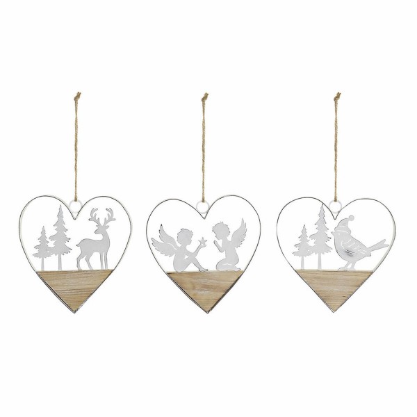 Χριστουγεννιάτικο Στολίδι DKD Home Decor Μέταλλο Ξύλο Σχοινί Ελάφια (14 x 2 x 15 cm) (3 pcs)