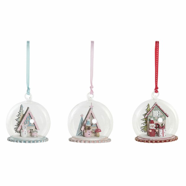 Χριστουγεννιάτικη μπάλα DKD Home Decor Ξύλο Κρυστάλλινο (3 pcs) (9.5 x 9.5 x 11 cm)