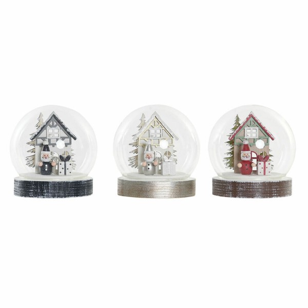 Χριστουγεννιάτικο Στολίδι DKD Home Decor Ξύλο Κρυστάλλινο Άη Βασίλης (3 pcs) (10 x 10 x 11 cm)