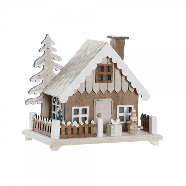 Χριστουγεννιάτικο Στολίδι DKD Home Decor Ξύλο Σπίτι (19 x 12 x 16 cm)