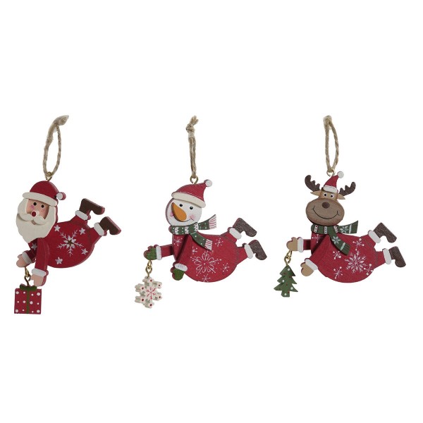 Κρεμαστή διακόσμηση DKD Home Decor Ξύλο Άη Βασίλης Τάρανδος (17 x 11 x 32 cm) (3 Μονάδες)