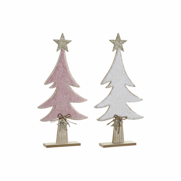 Χριστουγεννιάτικο Δέντρο με Αστέρι DKD Home Decor Μαλλί Ξύλο MDF (2 pcs) (26.5 x 6 x 58 cm)