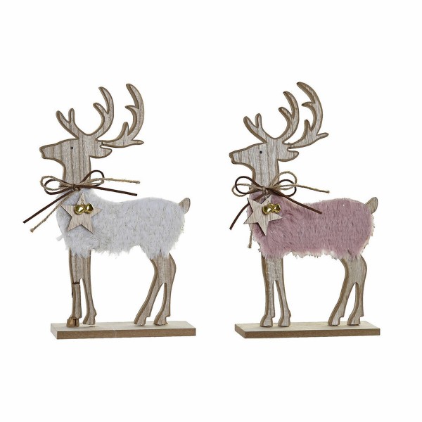Χριστουγεννιάτικο Στολίδι DKD Home Decor πολυεστέρας Τάρανδος Ξύλο MDF (2 pcs) (17 x 5 x 29 cm)