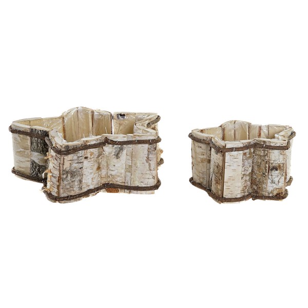 Σετ Διακοσμητικών Κουτιών DKD Home Decor Αστέρι ρατάν Σημύδα (27 x 27 x 10 cm)