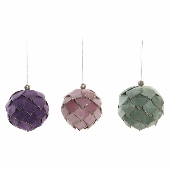 Χριστουγεννιάτικη μπάλα DKD Home Decor Αφρός Ανανάς (3 pcs) (10 x 10 x 23 cm)