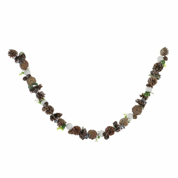 Χριστουγεννιάτικο στεφάνι DKD Home Decor Καφέ Πράσινο Χιονισμένο (8 x 8 x 150 cm)