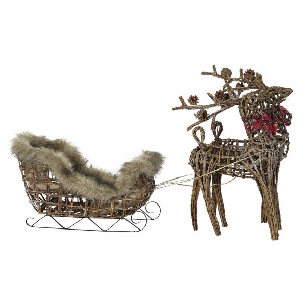 Χριστουγεννιάτικο Στολίδι DKD Home Decor Τάρανδος Μέταλλο λυγαριά (3 pcs) (40 x 14 x 63 cm) (30 x 60 x 37 cm)