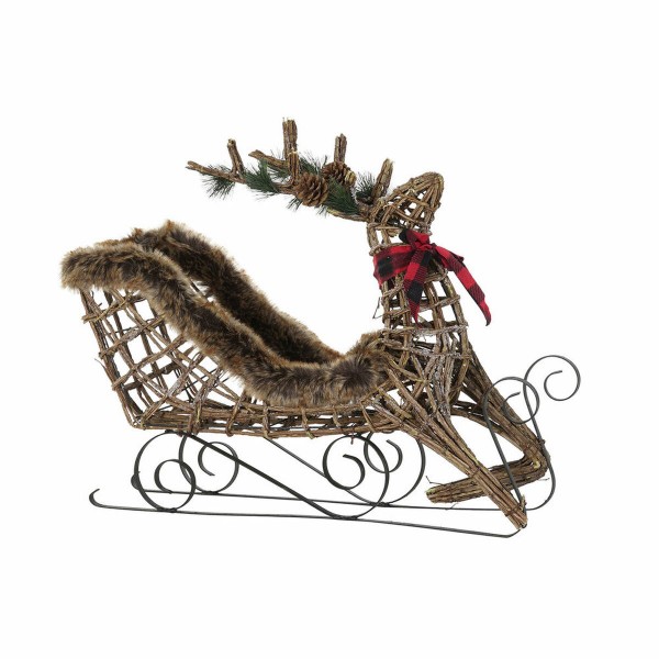Έλκηθρο DKD Home Decor Μέταλλο λυγαριά Τάρανδος (68 x 20 x 47 cm)