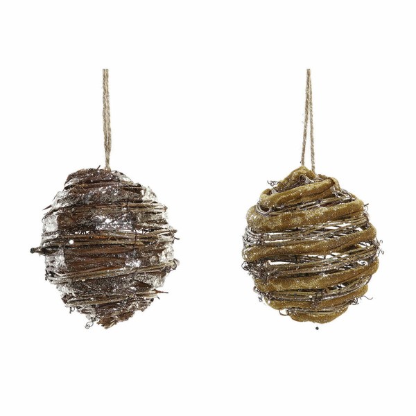 Χριστουγεννιάτικη μπάλα DKD Home Decor Γιούτα ρατάν (10 x 10 x 10 cm) (2 pcs)