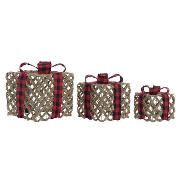 Συσκευασία Δώρου DKD Home Decor Χριστουγεννιάτικο στεφάνι Γιούτα (3 pcs) (26 x 26 x 31 cm)