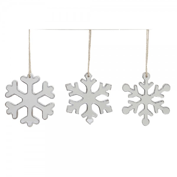 Χριστουγεννιάτικο Στολίδι DKD Home Decor Ξύλο Καθρέφτης (3 pcs) (12 x 1.5 x 12 cm)