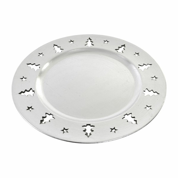 Κεντρικό Τραπεζιού DKD Home Decor Ασημί ΡΡ (Πολυπροπυλένιο) Χριστουγεννιάτικο στεφάνι (33 x 33 x 2 cm)
