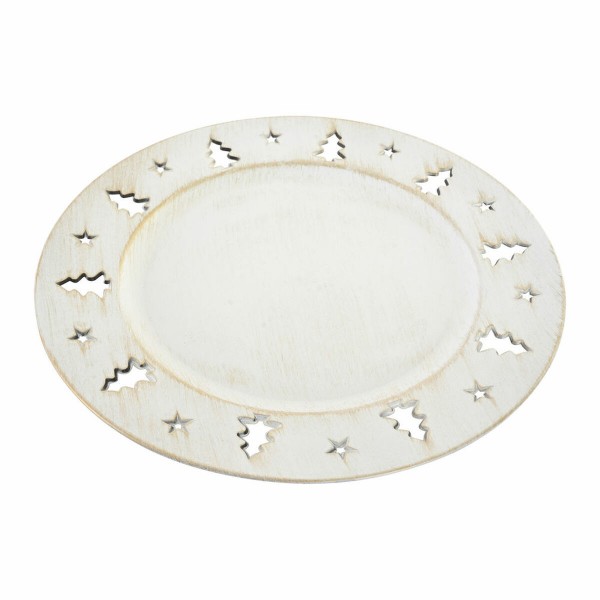 Κεντρικό Τραπεζιού DKD Home Decor Λευκό ΡΡ (Πολυπροπυλένιο) Χριστουγεννιάτικο στεφάνι (33 x 33 x 2 cm)