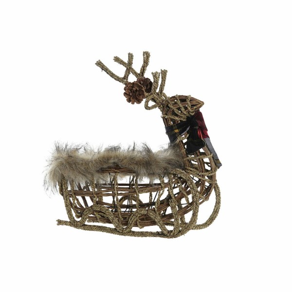 Χριστουγεννιάτικο Στολίδι DKD Home Decor Τάρανδος Γιούτα λυγαριά Ανανάδες (40 x 18 x 34 cm)