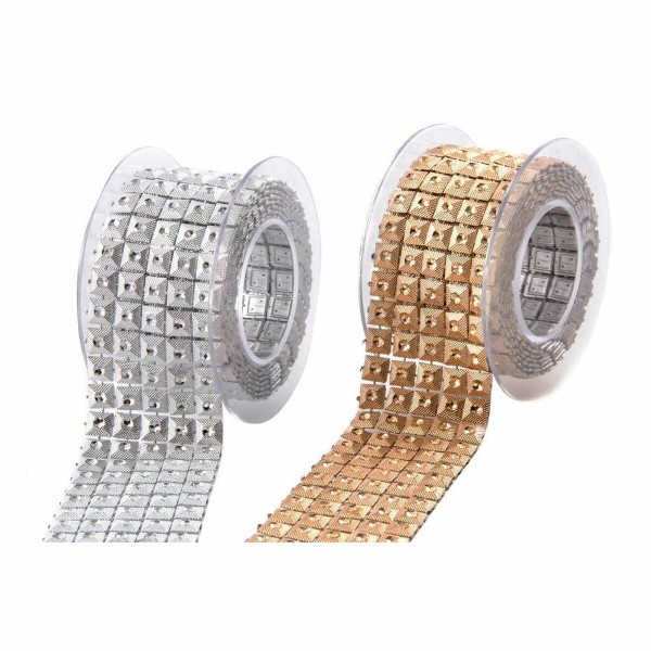 Διακόσμηση DKD Home Decor PVC Χριστουγεννιάτικο στεφάνι Χρυσό Ασημί (2 pcs) (150 x 4 x 0.1 cm)