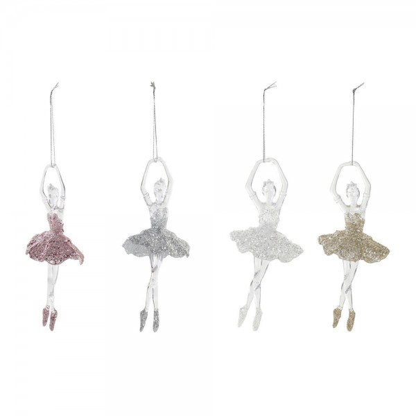 Χριστουγεννιάτικο Στολίδι DKD Home Decor Ακρυλικό Γκλίτερ (4 pcs) (8 x 6 x 17.5 cm)