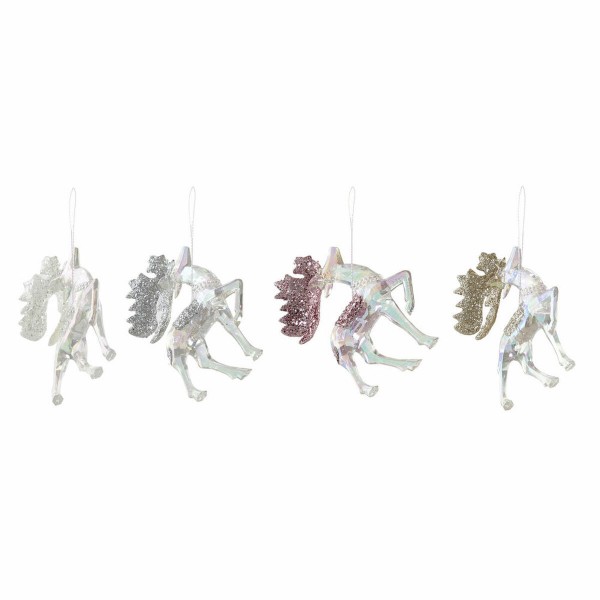 Χριστουγεννιάτικο Στολίδι DKD Home Decor Ακρυλικό Γκλίτερ Τάρανδος (4 pcs) (8.5 x 3 x 14 cm)