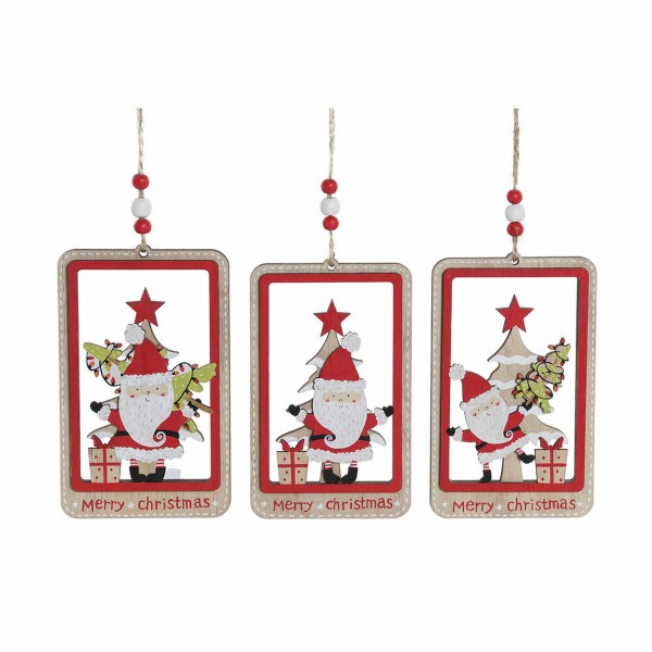 Χριστουγεννιάτικο Στολίδι DKD Home Decor Ξύλο MDF Άη Βασίλης (3 pcs) (8 x 0.5 x 13 cm)