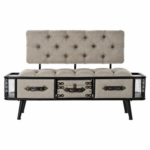 Σκαμπό DKD Home Decor   Μαύρο Μπεζ Μέταλλο PU (120 x 50 x 76 cm)