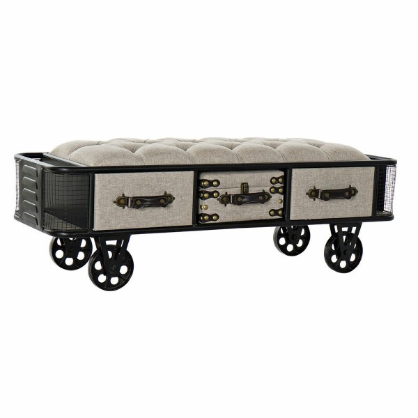 Σκαμπό DKD Home Decor   Μαύρο Μπεζ Μέταλλο PU (120 x 42 x 43 cm)
