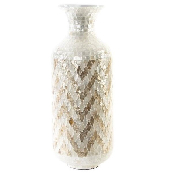 Βάζο DKD Home Decor Μωσαϊκό Καφέ Από φίλντισι Ανοιχτό καφέ Διακοσμητική κανάτα (25 x 25 x 65 cm)