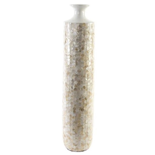 Βάζο DKD Home Decor Μωσαϊκό Μπεζ Λευκό Από φίλντισι Διακοσμητική κανάτα (18 x 18 x 81 cm)