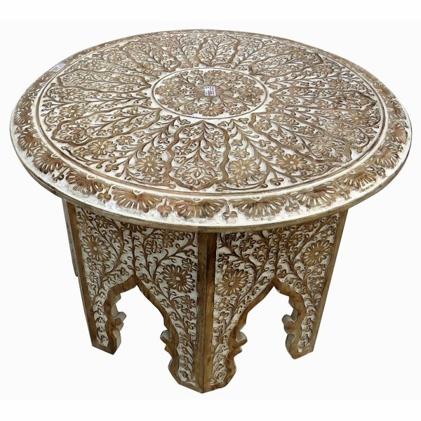 Βοηθητικό Τραπέζι DKD Home Decor Λευκό Ξύλο από Μάνγκο (2 pcs) (70 x 70 x 47 cm)