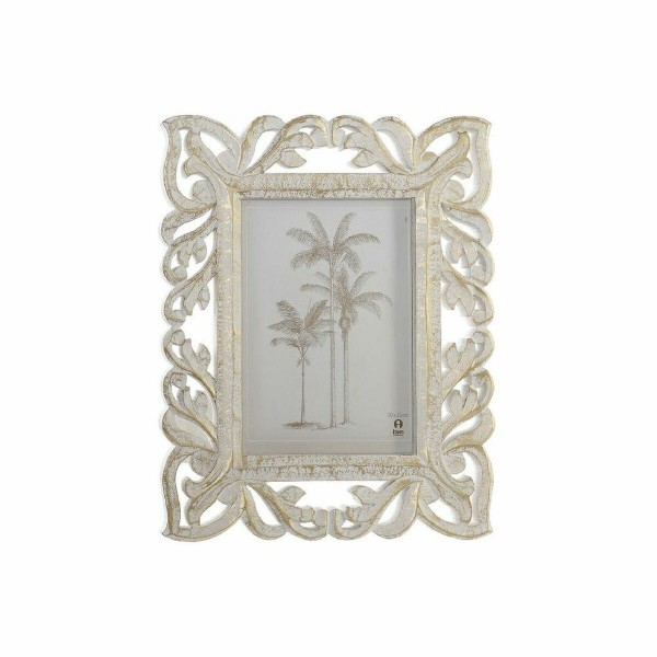 Κορνίζα DKD Home Decor Κρυστάλλινο Χρυσό Λευκό Ινδός Ξύλο MDF (26,5 x 2 x 31,5 cm)