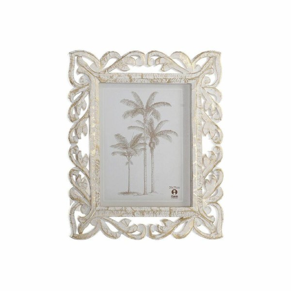 Κορνίζα DKD Home Decor Κρυστάλλινο Χρυσό Λευκό Ινδός Ξύλο MDF (31,5 x 2 x 37 cm)